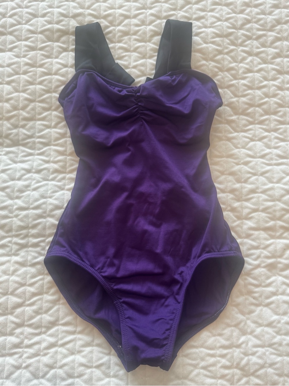 Purple and Black Pinch Front Leotard